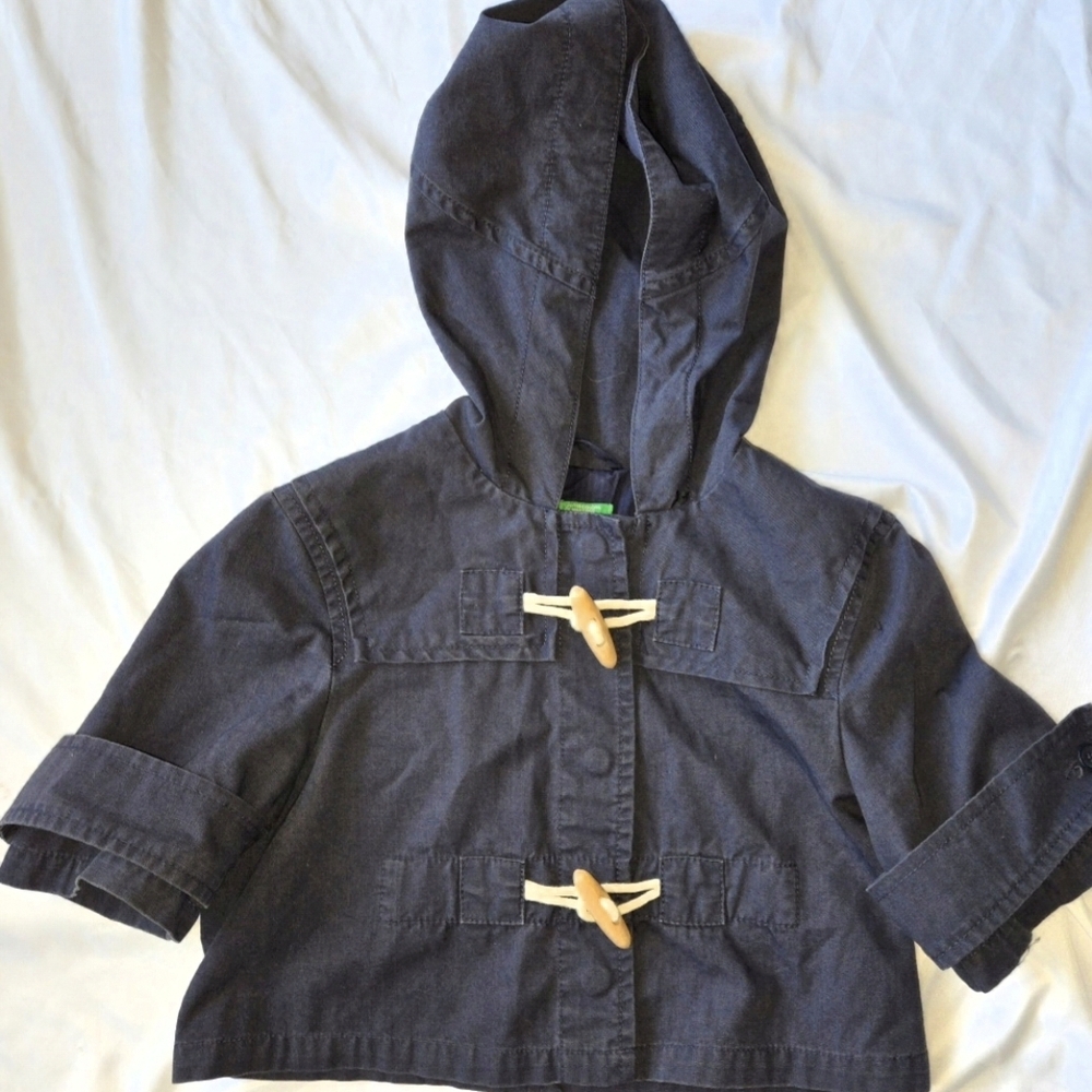 United Colors of Benetton Kids Girl Hooded Toggle Jacket  Navy Vintage Rare Find